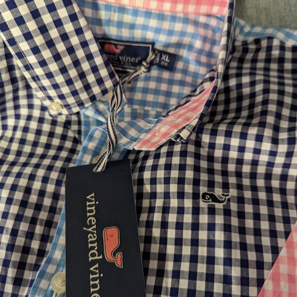 Vineyard Vines Whale Gingham Harbor Party Lights Button Down -Boys X… - Picture 12 of 12